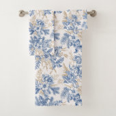 Blue Winter  Flower Pattern Bad Handdoek (Insitu)