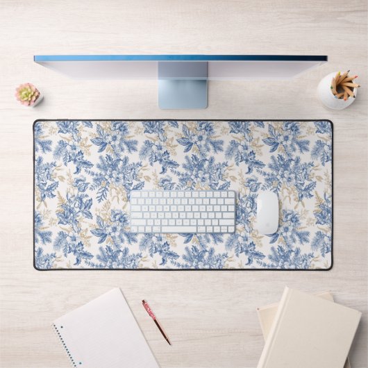 Blue Winter  Flower Pattern Bureaumat (Kantoor 1)