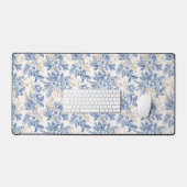 Blue Winter  Flower Pattern Bureaumat (Keyboard & Muis)