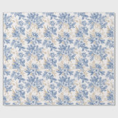 Blue Winter  Flower Pattern Cadeaupapier (Vlak)