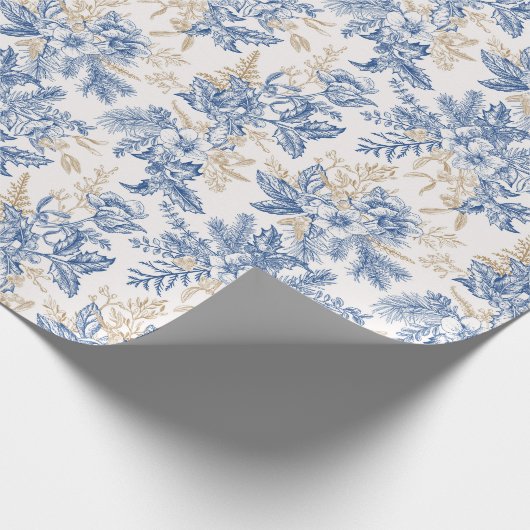 Blue Winter  Flower Pattern Cadeaupapier (Hoek)