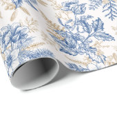 Blue Winter  Flower Pattern Cadeaupapier (Rol Hoek)