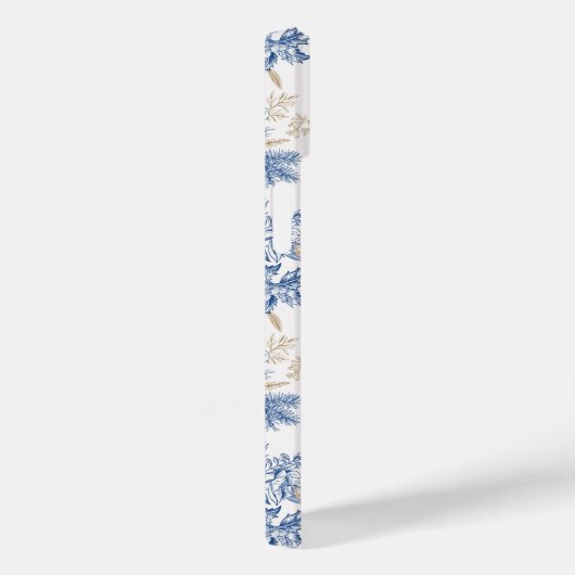 Blue Winter Flower Pattern Case-Mate iPhone Case (Achterkant / Rechts)