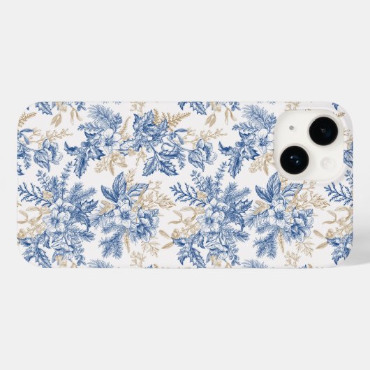 Blue Winter Flower Pattern Case-Mate iPhone Case (Achterkant (horizontaal))