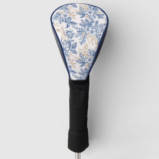 Blue Winter  Flower Pattern Golfheadcover (Voorkant)