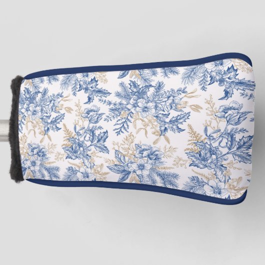 Blue Winter  Flower Pattern Golfheadcover (Voorkant)