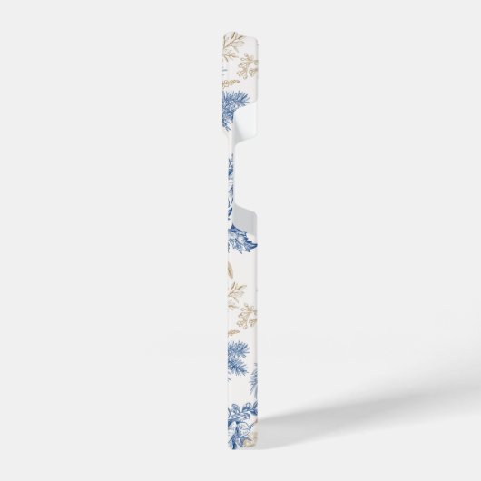 Blue Winter  Flower Pattern iPhone Hoesje (Linkerkant)