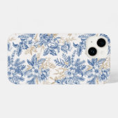 Blue Winter Flower Pattern iPhone Hoesje (Achterkant horizontaal)