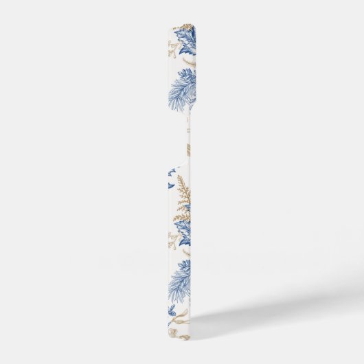 Blue Winter Flower Pattern iPhone Hoesje (Rechterkant)