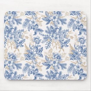 Blue Winter  Flower Pattern Muismat