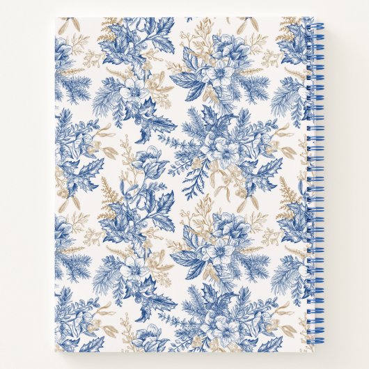 Blue Winter  Flower Pattern Notitieboek (Achterkant)