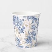 Blue Winter Flower Pattern Papieren Bekers (Achterkant)