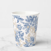 Blue Winter Flower Pattern Papieren Bekers (Links)