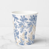 Blue Winter Flower Pattern Papieren Bekers (Rechts)
