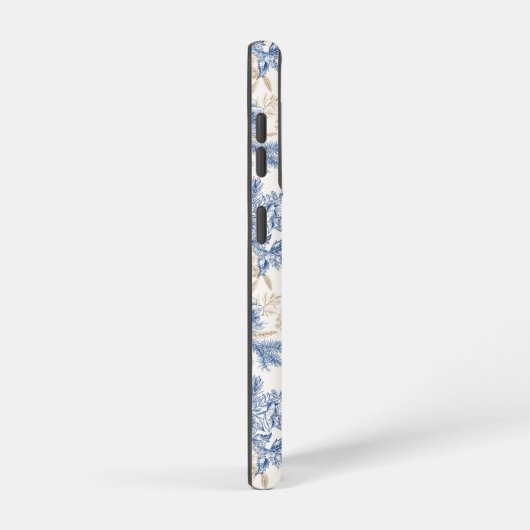 Blue Winter  Flower Pattern Samsung Galaxy Hoesje (Rechterkant)