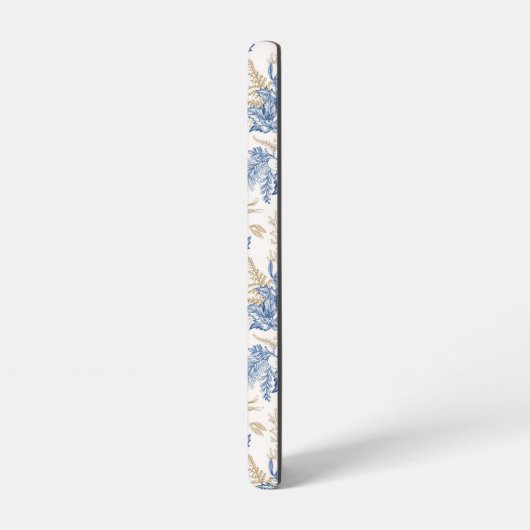 Blue Winter  Flower Pattern Samsung Galaxy Hoesje (Linkerkant)