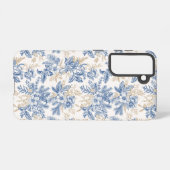 Blue Winter  Flower Pattern Samsung Galaxy Hoesje (Achterkant horizontaal)
