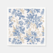 Blue Winter  Flower Pattern Servet (Voorkant)
