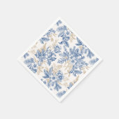 Blue Winter Flower Pattern Servet (Hoek)