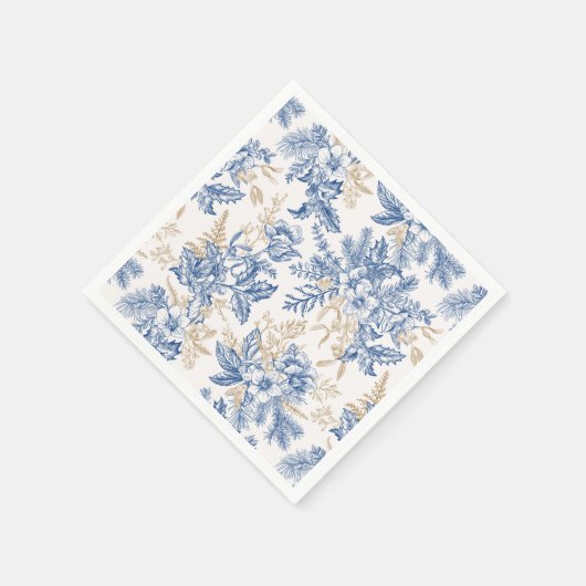 Blue Winter  Flower Pattern Servet (Hoek)