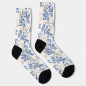 Blue Winter  Flower Pattern Sokken (Rechts)