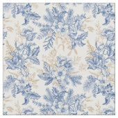 Blue Winter Flower Pattern Stof (Close Up)