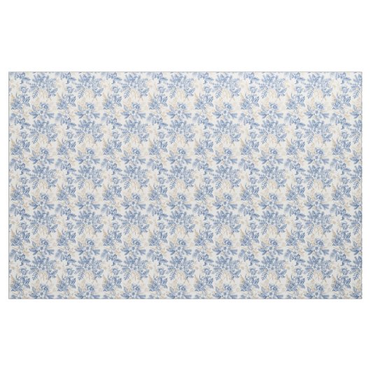 Blue Winter Flower Pattern Stof (Fat Quarter)
