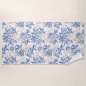 Blue Winter  Flower Pattern Strandlaken (Voorkant)