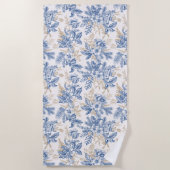 Blue Winter  Flower Pattern Strandlaken (Voorkant)