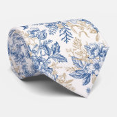 Blue Winter  Flower Pattern Stropdas (Opgerold)