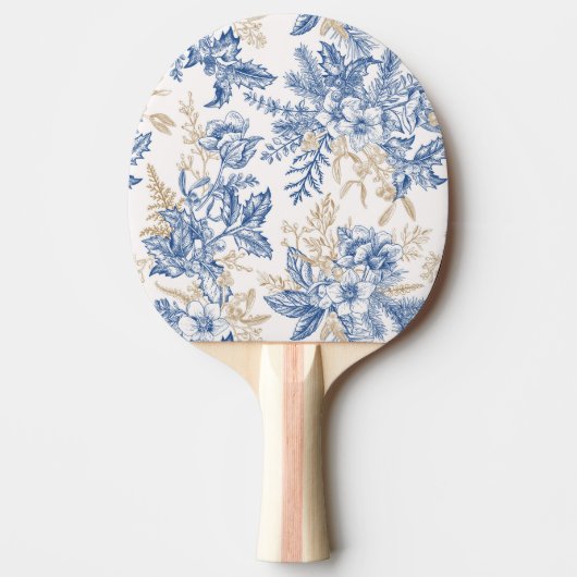 Blue Winter Flower Pattern Tafeltennisbatje (Voorkant)