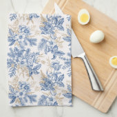 Blue Winter  Flower Pattern Theedoek (Quarter Fold)