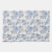 Blue Winter Flower Pattern Theedoek (Horizontaal)