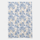 Blue Winter Flower Pattern Theedoek (Verticaal)