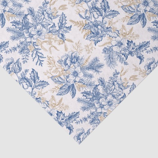 Blue Winter  Flower Pattern Tissuepapier (Detail)
