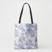 Blue Winter  Flower Pattern Tote Bag (Voorkant)