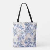 Blue Winter  Flower Pattern Tote Bag (Achterkant)