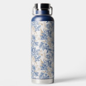 Blue Winter Flower Pattern Waterfles (Achterkant)