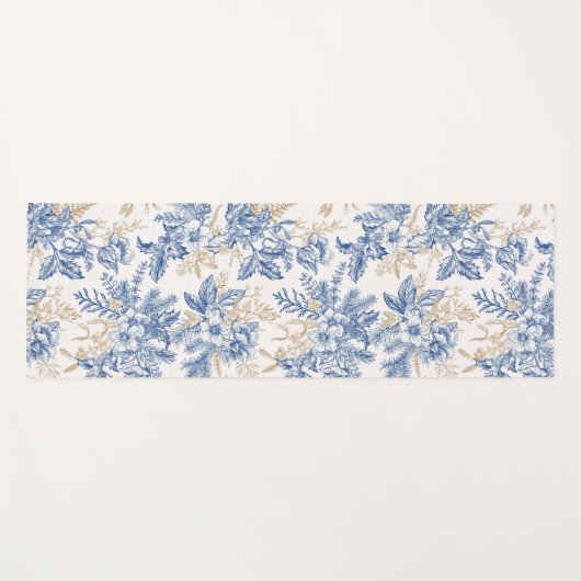 Blue Winter  Flower Pattern Yogamat (Voorkant (horizontaal))