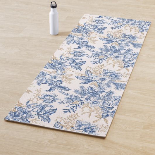 Blue Winter  Flower Pattern Yogamat (In situ)