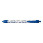 Blue Winter  Flower Pattern Zwarte Inkt Pen (Achterkant)