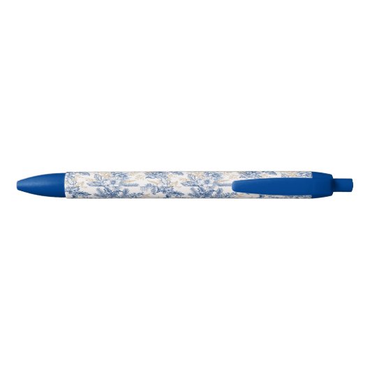 Blue Winter  Flower Pattern Zwarte Inkt Pen (Achterkant)