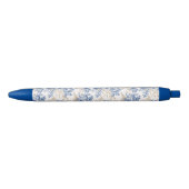 Blue Winter  Flower Pattern Zwarte Inkt Pen (Voorkant)