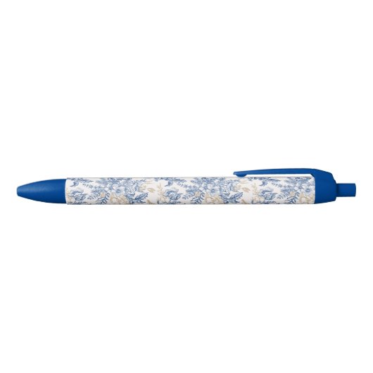 Blue Winter  Flower Pattern Zwarte Inkt Pen (Bovenkant)