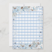 Blue Winter Flowers  Baby Shower Snowflakes Kaart (Achterkant)