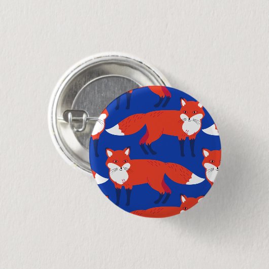 Blue Winter Forest Fox Ronde Button 3,2 Cm (Voorkant /achterkant)