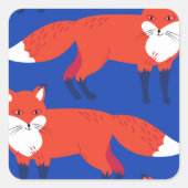 Blue Winter Forest Fox Vierkante Sticker (Voorkant)