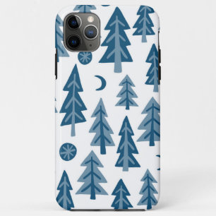 Blue Winter Forest Moon Stars Pattern Case-Mate iPhone Case