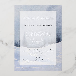 Blue Winter Forest Overlay kerstparty Real Folie Uitnodiging