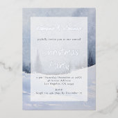 Blue Winter Forest Overlay kerstparty Real Folie Uitnodiging (Voorkant)